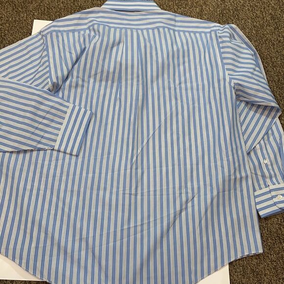 Stafford Blue and White Striped Dress Shirt Size 17/1/2  (35) New No Tag - Picture 3 of 7
